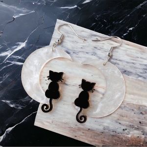Cat & Moon Earrings